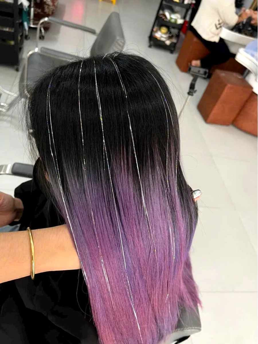 Tóc ombre tím sau khi nhuộm